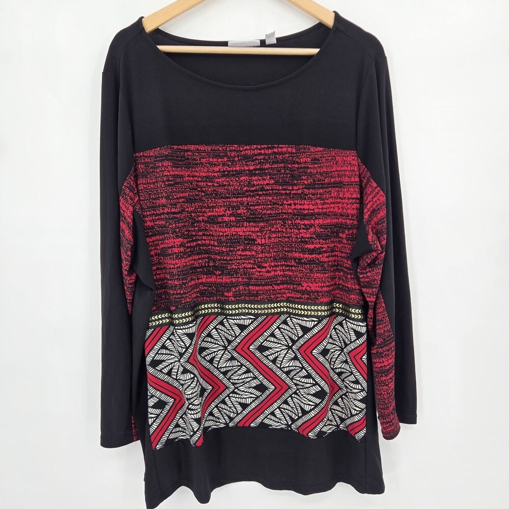 Susan Graver Liquid Knit Tunic Top Flowy Chic Colorblock Whimsigoth Size 3X